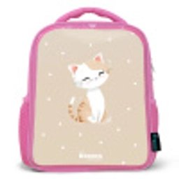 Kat omringd door beige stippen Kinderrugzak - Roze middel -3d