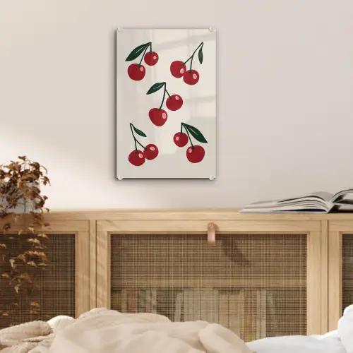 Kersen - Blaadjes - Rood plexiglas 5mm klein -sfeer4