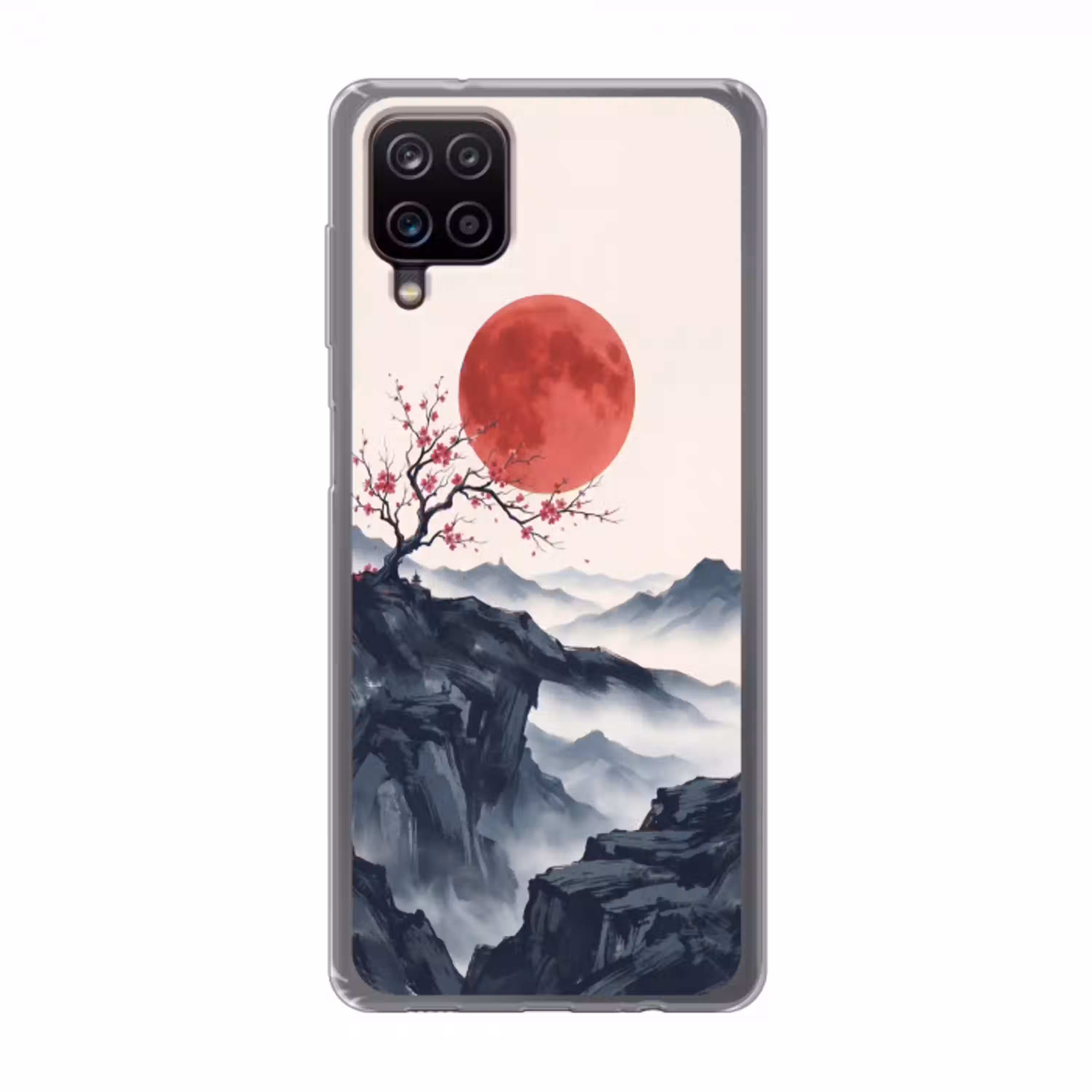 Kersenbloesem - Oosters - Rood Telefoonhoesje Samsung Galaxy A12 klein -3d