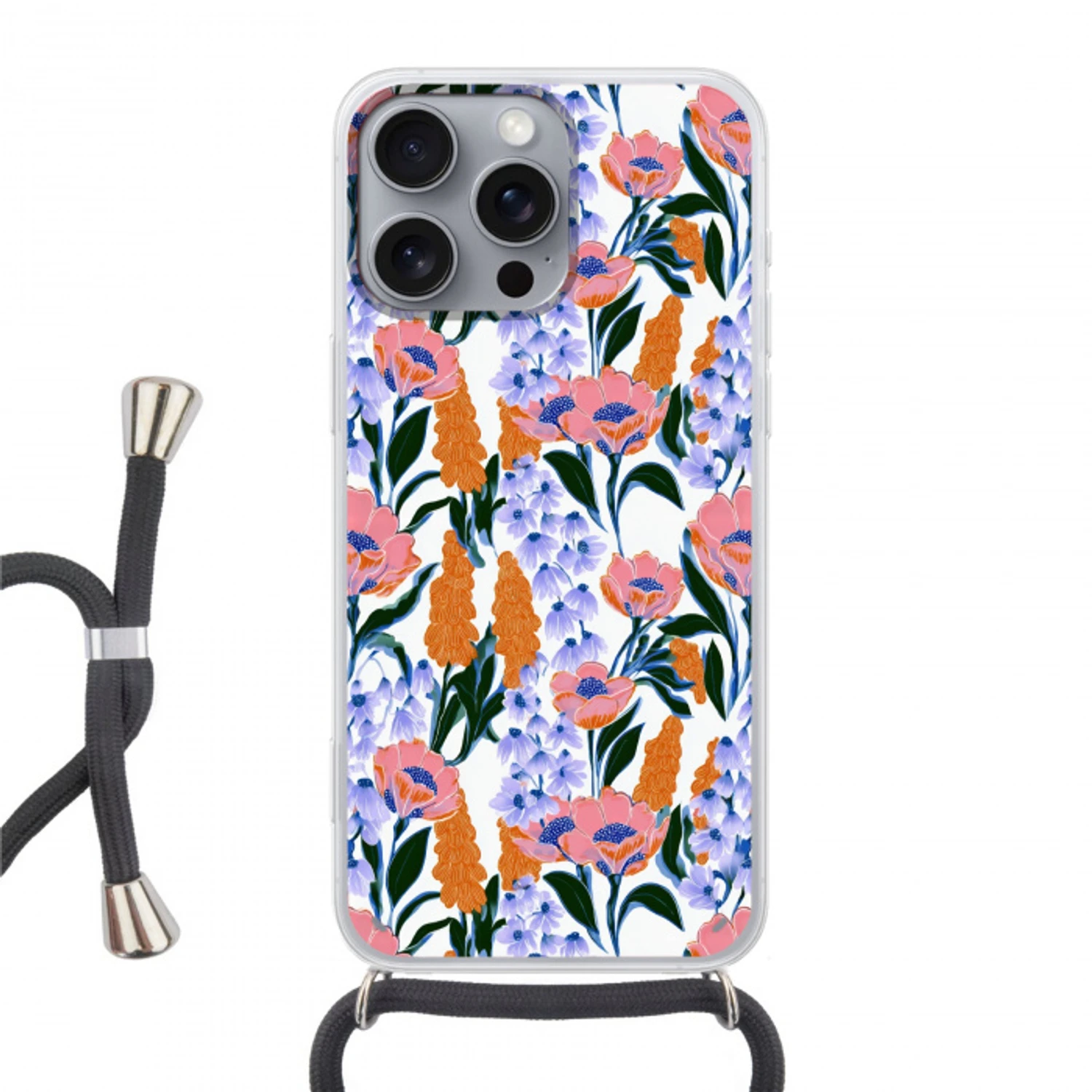 Patroon - Aquarel - Kleurrijk Hoesje iPhone 16 Pro Max met koord klein 804 -3d