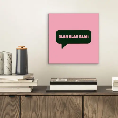 Roze - Tekstwolk - Groen - BLAH BLAH BLAH aluminium wit klein -sfeer1