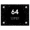 Zwart met stippen - Modern Naambord Rechthoek middel -3d