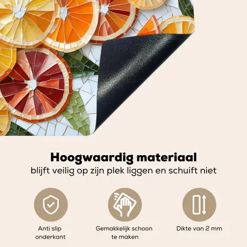 Schijfjes - Fruit - Oranje - Mozaïek Inductie beschemer met haakjes klein -ky-onderkant-nl