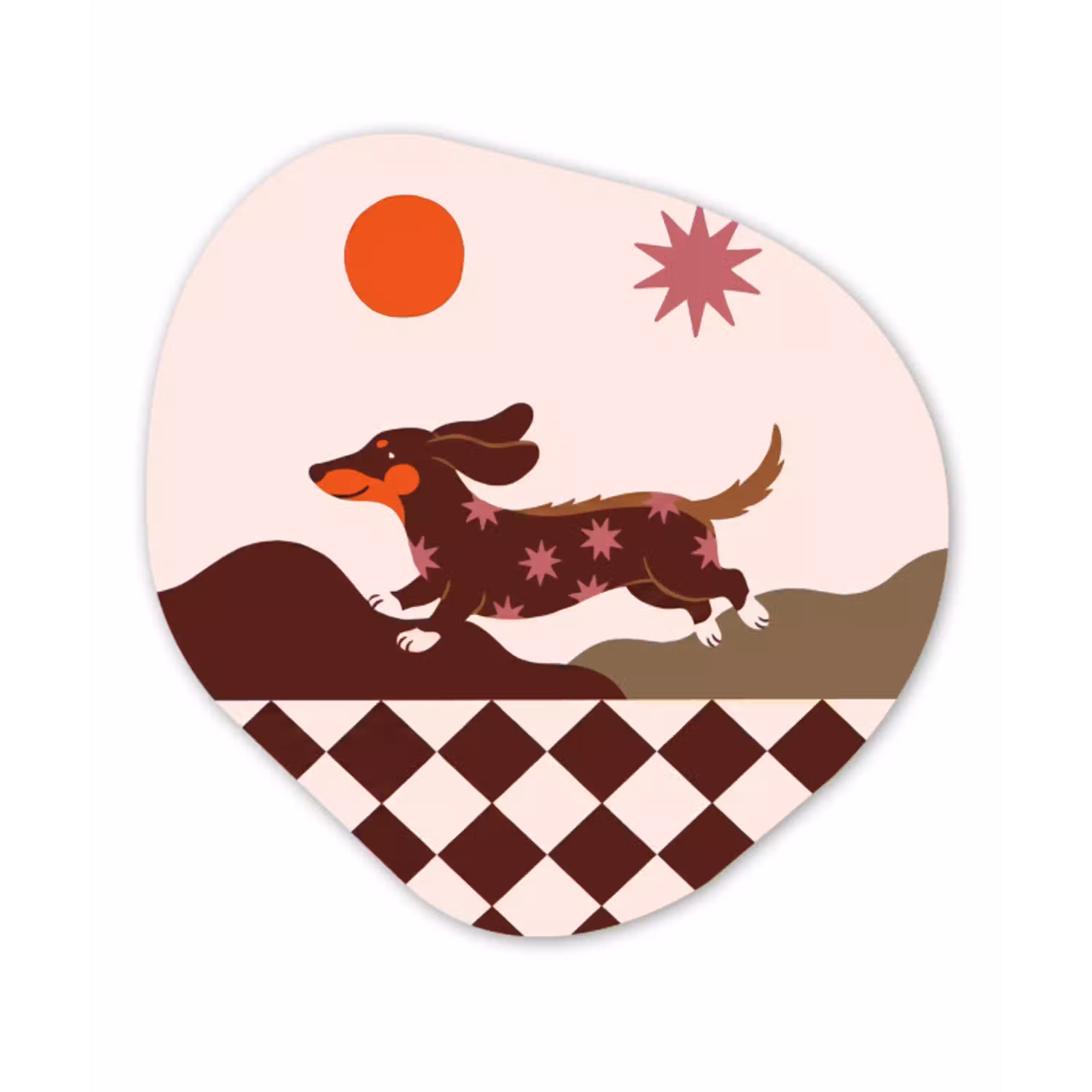 Hond - Abstract - Dieren - Modern - Bruin Wandcirkel Organisch Forex 3mm klein -3d