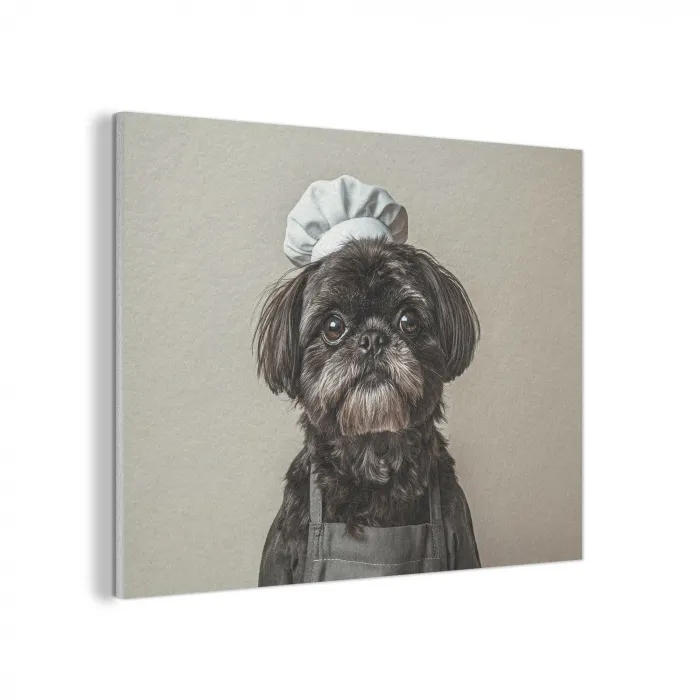 Kokskleding - Zwart - Hondje PET vilt klein -3d