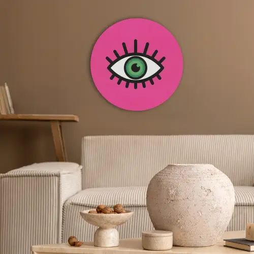 Minimalistisch - Oog - Roze Akoestische PET Vilt - Rond klein -sfeer1