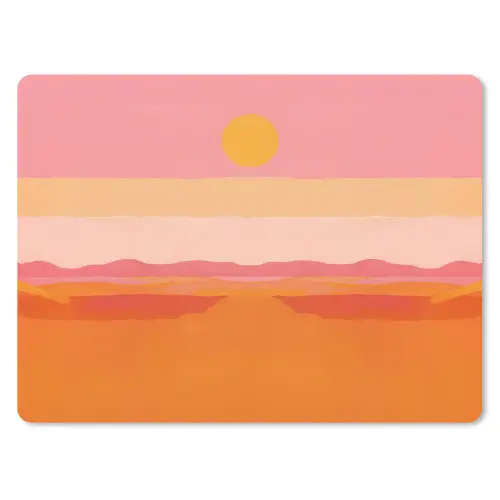 Zon - Abstract - Landschap - Oranje muismat rubber klein -3d