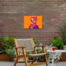 Kimono - Hondje - Bloemenkroon - Oranje Tuinposter op houten frame 2 cm dik klein -sfeer3