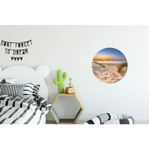 Duin - Zonsondergang - Horizon - Strand - Gras Wandcirkel aluminium klein -kinderkamer