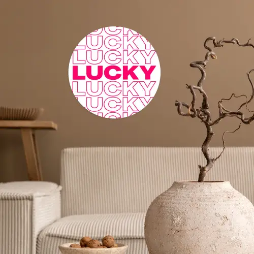 Lucky - Roze - Patroon Wandcirkel behangsticker klein -sfeer1