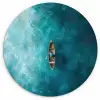 Bootje - Water - Blauw Wandcirkel kunststof plaat 5mm dik klein -3d
