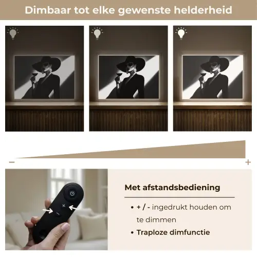 Vrouw - Wijn - Chic Light Box met batterij (Wandlamp) middel -USP_dimbaarNL