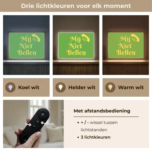 Mij niet bellen - Telefoon - Groen Light Box met batterij (Wandlamp) middel -USP_lichtkleurNL