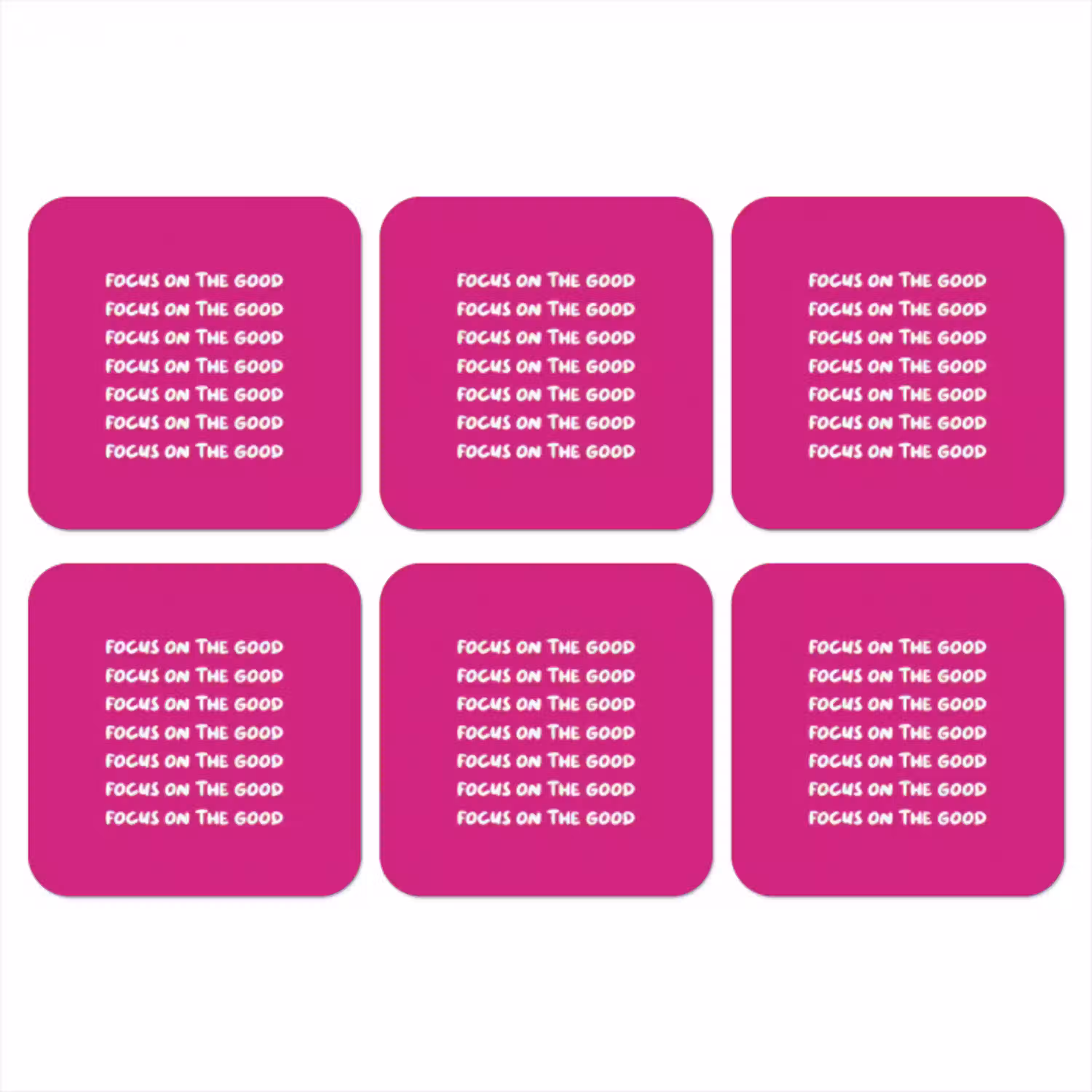 Focus on the good - Roze - wit onderzetter kurk middel -3d