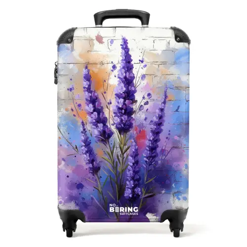 Paarse lavendel in graffiti stijl NBS - Handbagage koffer - Kinderen Unisex middel -productfoto_recht