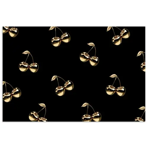 Patroon - Kersen - Goud - Chrome poster papier klein -3d