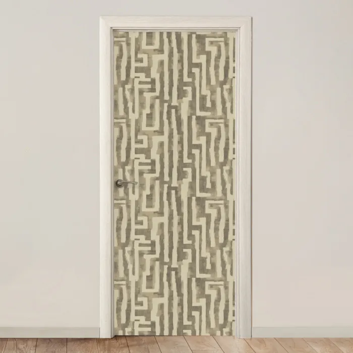 Abstract - Geometrisch - Groen deurposter klein 289 -3d_beige