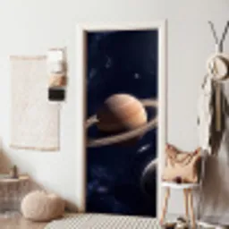 Planeten - Saturnus - Ruimte deurposter klein -sfeer6
