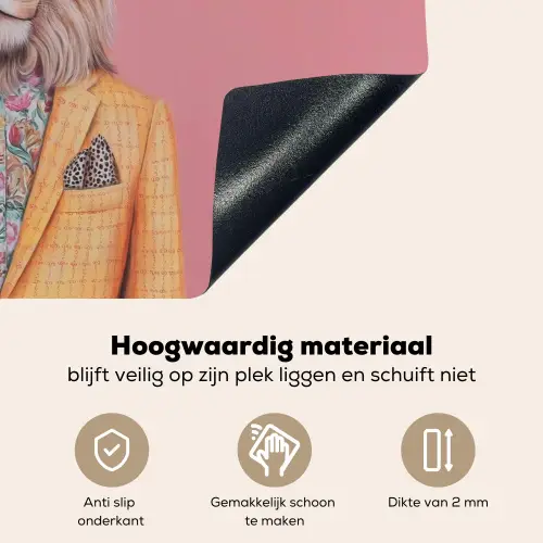 Leeuw - Pak - Geruit - Bril Inductie beschemer met haakjes klein -ky-onderkant-nl