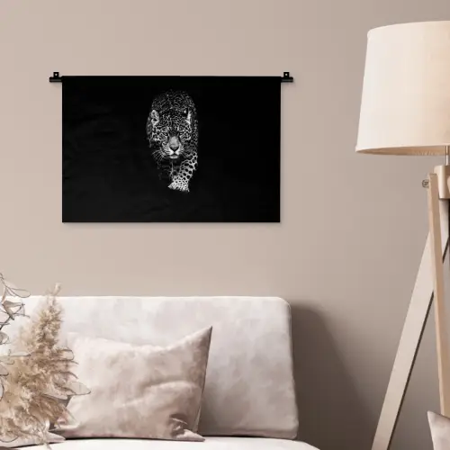 Dieren - Zwart - Luipaard - Wit - Wild Wandkleed katoen klein -sfeer4
