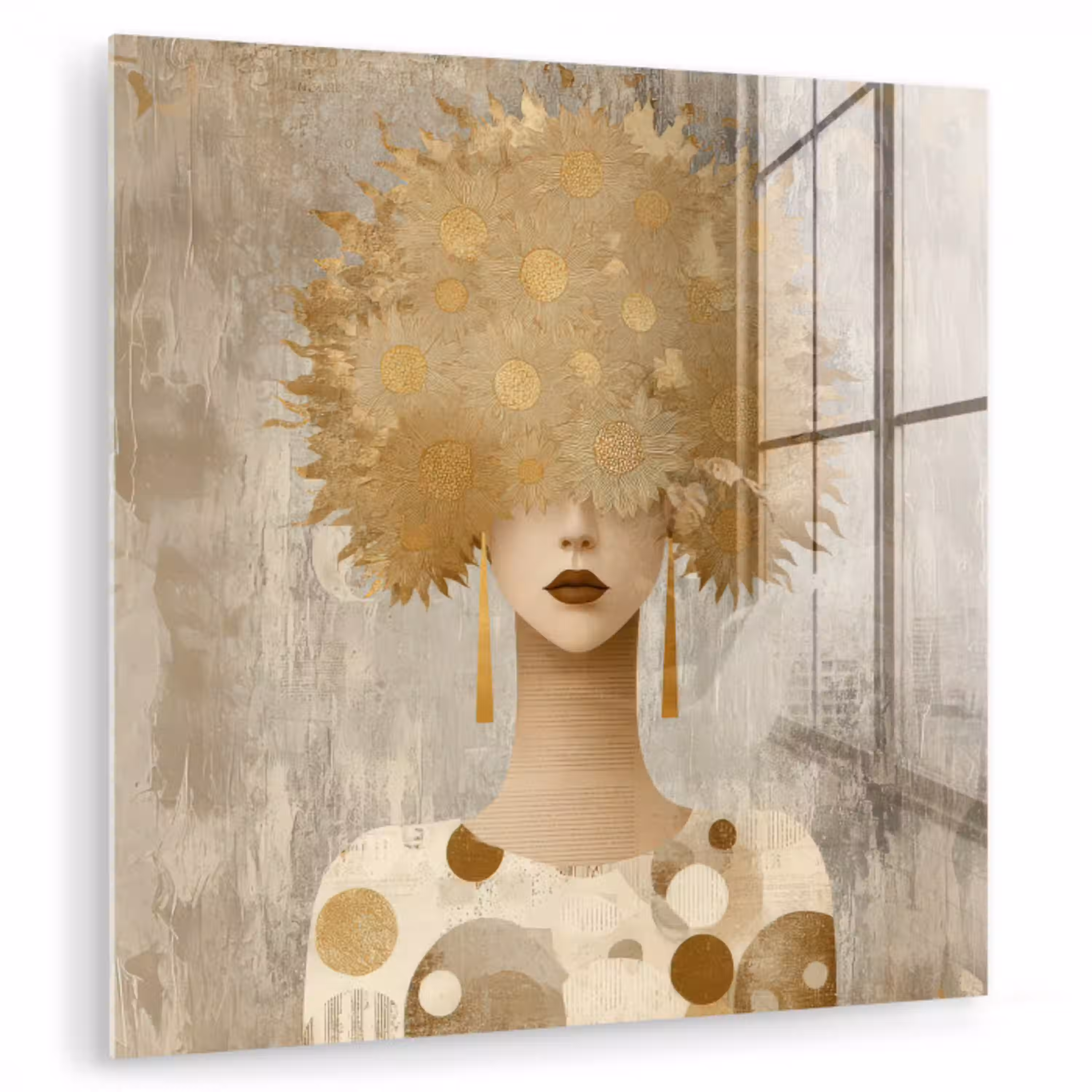 Goud - Portret - Vrouw plexiglas 5mm klein -zzzproduct_nieuw