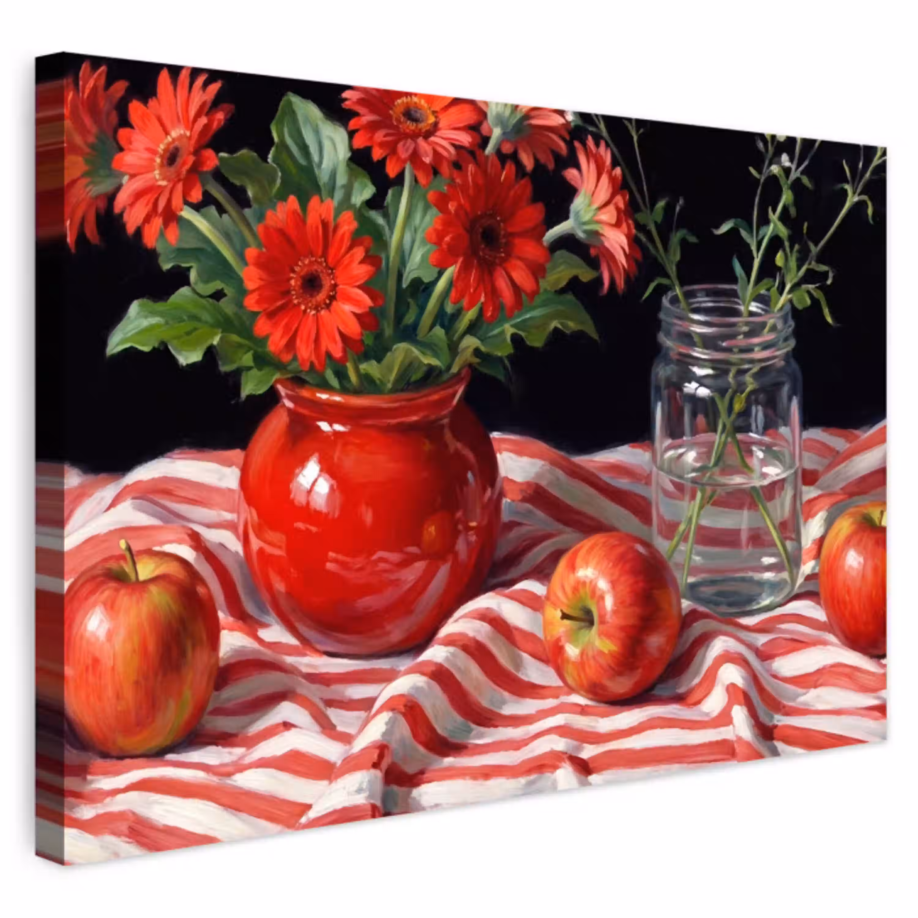 Rode bloemen - Vaas Tuinposter op houten frame 2 cm dik klein -3d