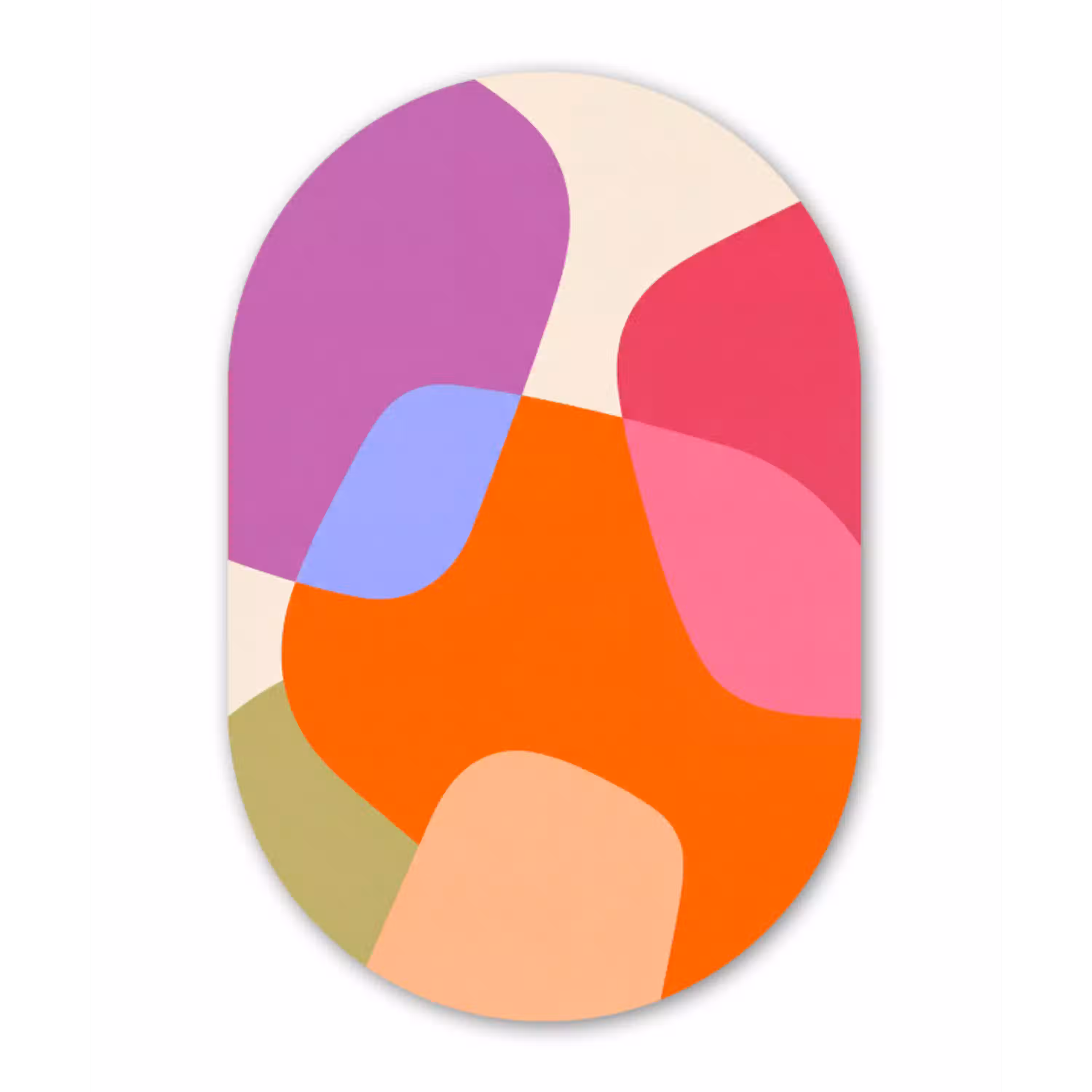 Abstract - Vormen - Modern - Kleurrijk Wandcirkel Ovaal Glas middel -3d