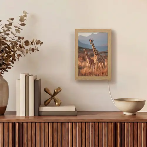 Giraffen - Hoog gras - Acaciabomen Light Box met kabel (Tafellamp) klein -sfeer2