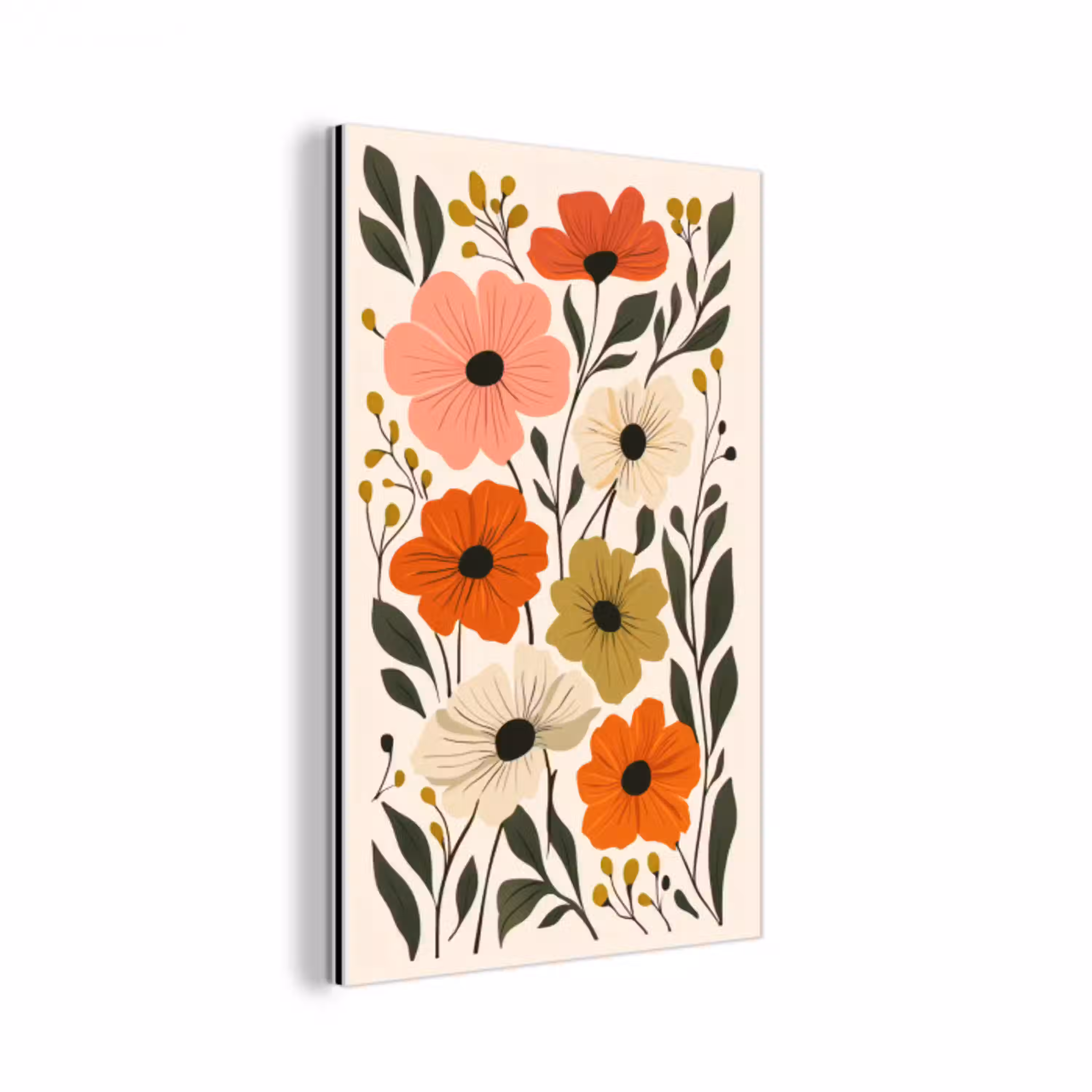 Veldbloemen - Stengels - Blaadjes - Groen aluminium wit klein -3d