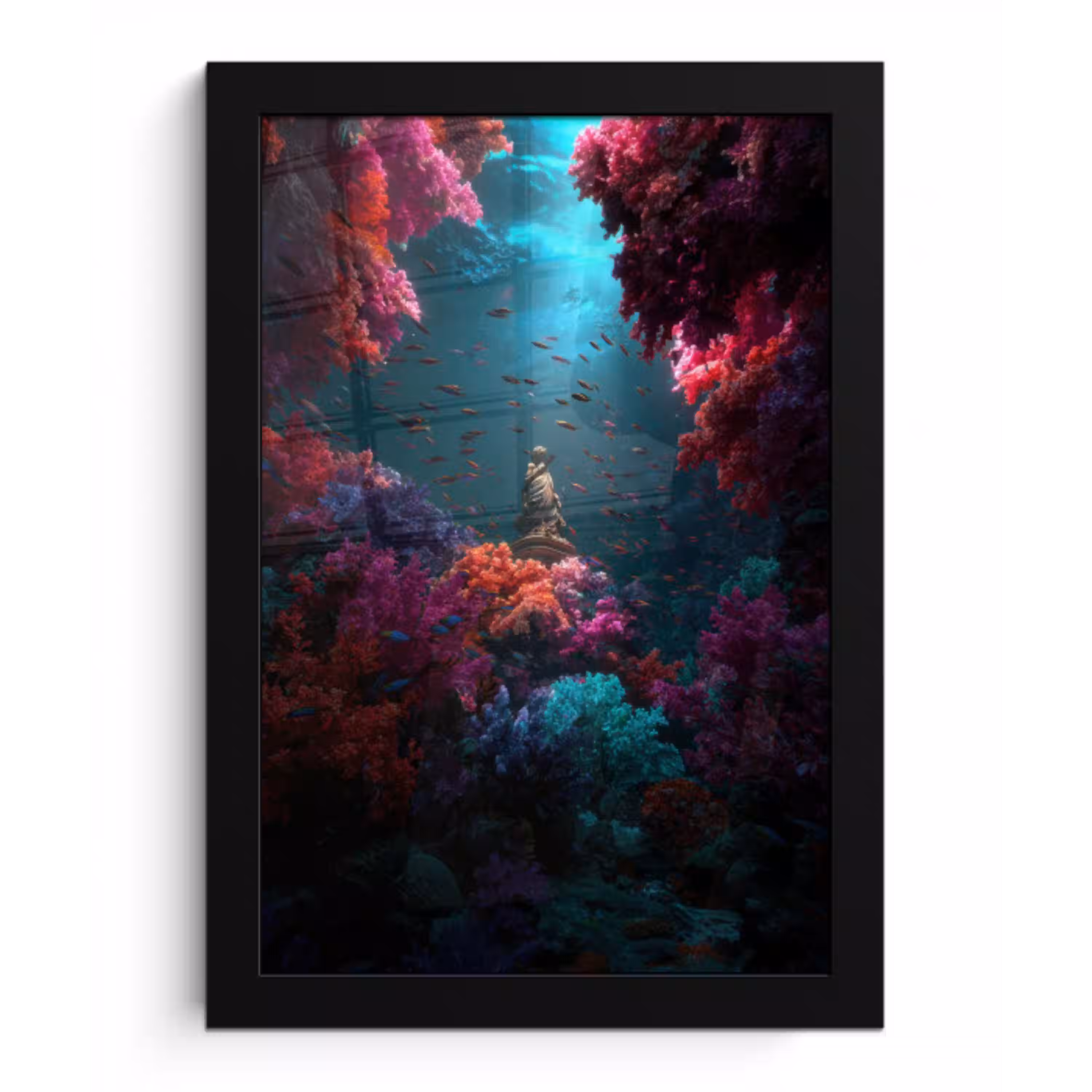 Standbeeld - Zeebodem - Koraal - Kleurrijk fotolijst zwart zonder passe partout klein -3d