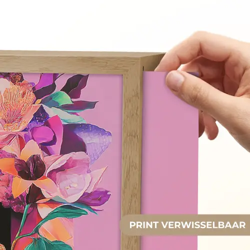 Vrouw - Bloemen - Paars - Abstract Light Box met batterij (Wandlamp) middel -USP_websiteprintNL
