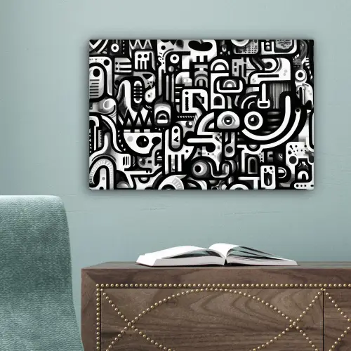 Symbolen - Abstract - Grafisch - Zwart canvas 2cm klein -sfeer4