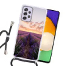 Landschap - Lavendelveld - Paars Hoesje Samsung Galaxy A52 5G met koord klein -sfeer1