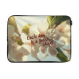 Bloesems - Zonlicht - Quote - Wit laptophoes neopreen klein -3d