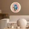 Bloemen - Blauw - Lijst - Bladeren Akoestische PET Vilt - Rond klein -sfeer1