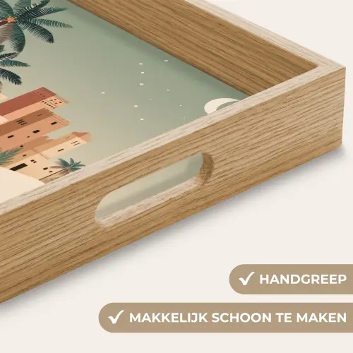 Nachtlandschap - Kamelen - Sterren - zandduinden Dienblad Rechthoek middel -USP_HandgreepNL