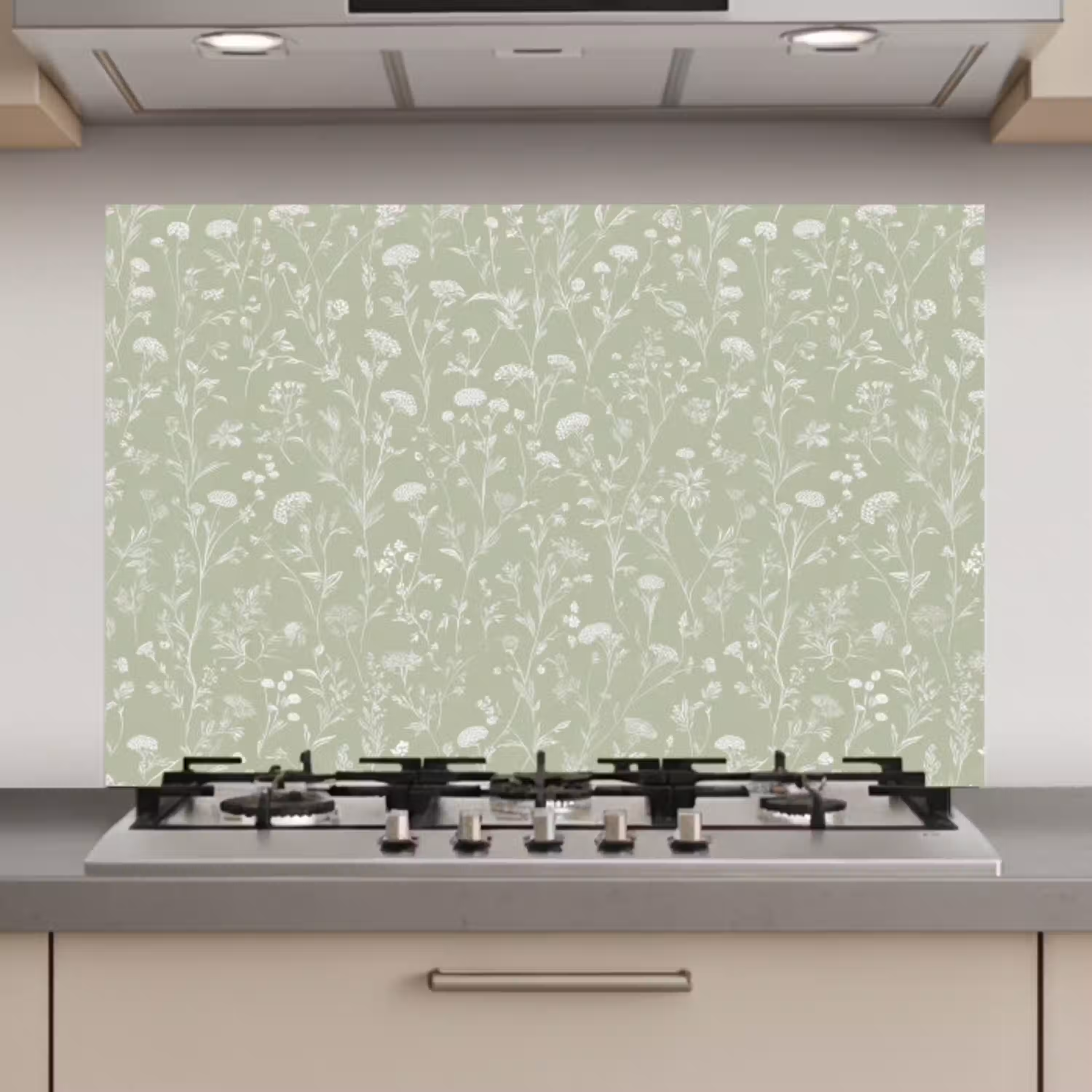 Bloemen - Patroon - Groen keuken achterwand spatscherm klein 900 -3d_website