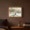 Boom - Modern - Abstract - Goud - Zwart - Wit Light Box met batterij (Wandlamp) middel -sfeer4