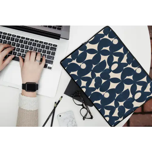 Modern - Geometrisch - Blauw laptophoes neopreen klein 279 -bureau