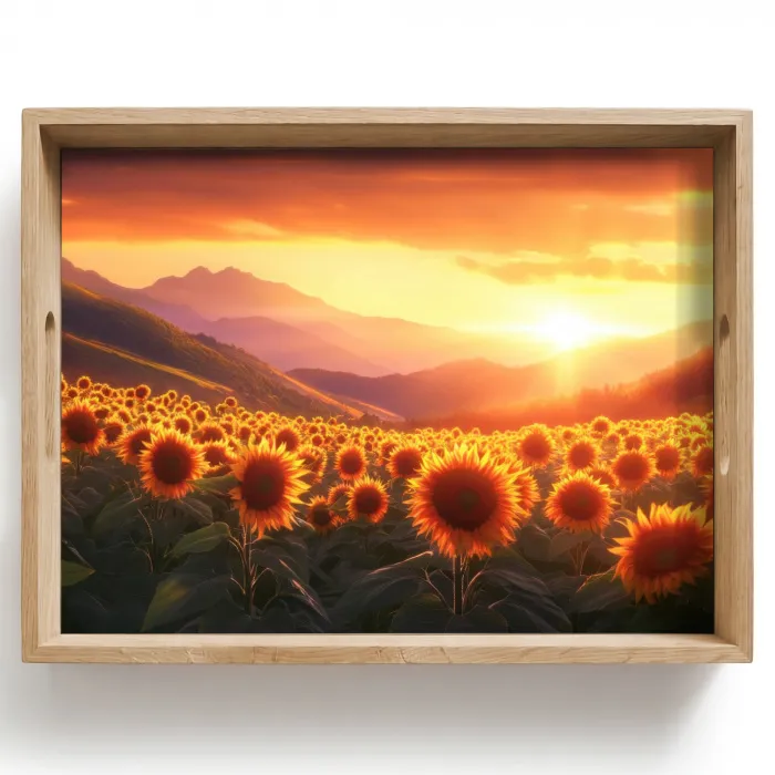 Zonnebloemen - Zonsondergang - Landschap Dienblad Rechthoek middel -z3d_shopping