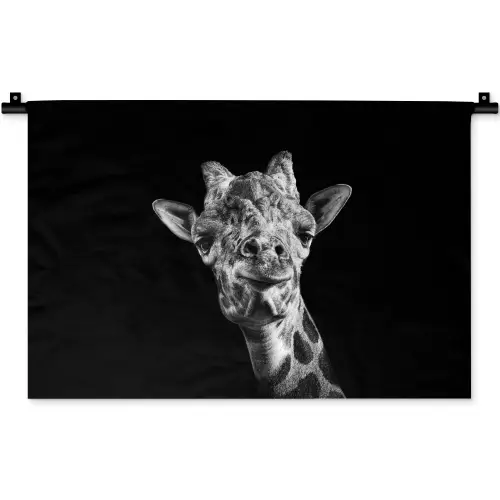 Giraffe - Dier - Zwart - Wit Wandkleed katoen klein -zz3d