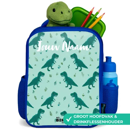Dinos - Patroon - Groen Kinderrugzak - Blauw middel -inhoud_NL