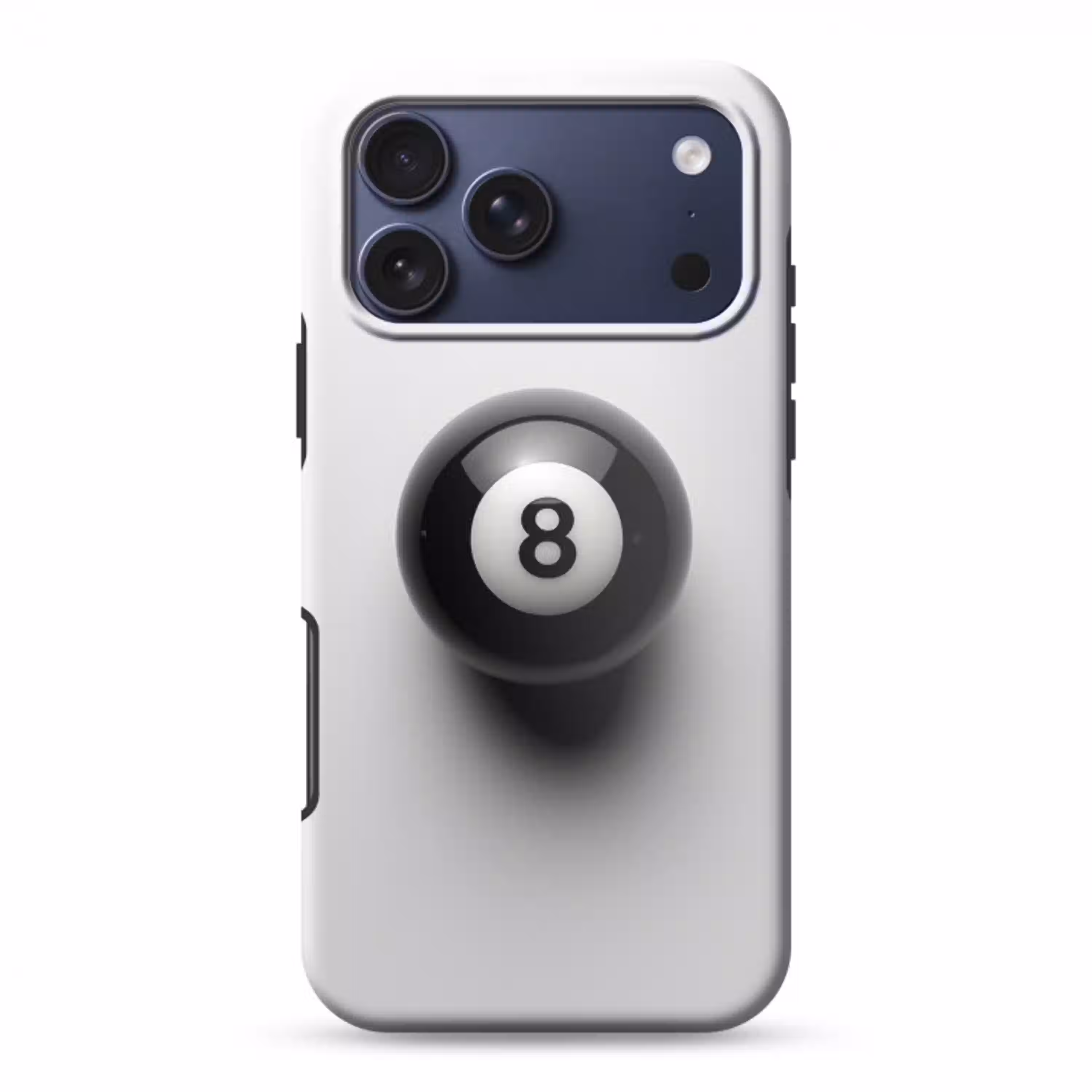 Biljartbal - Getal - Acht - Wit Toughcase MagSafe Apple iPhone 17 Pro Max klein -3d