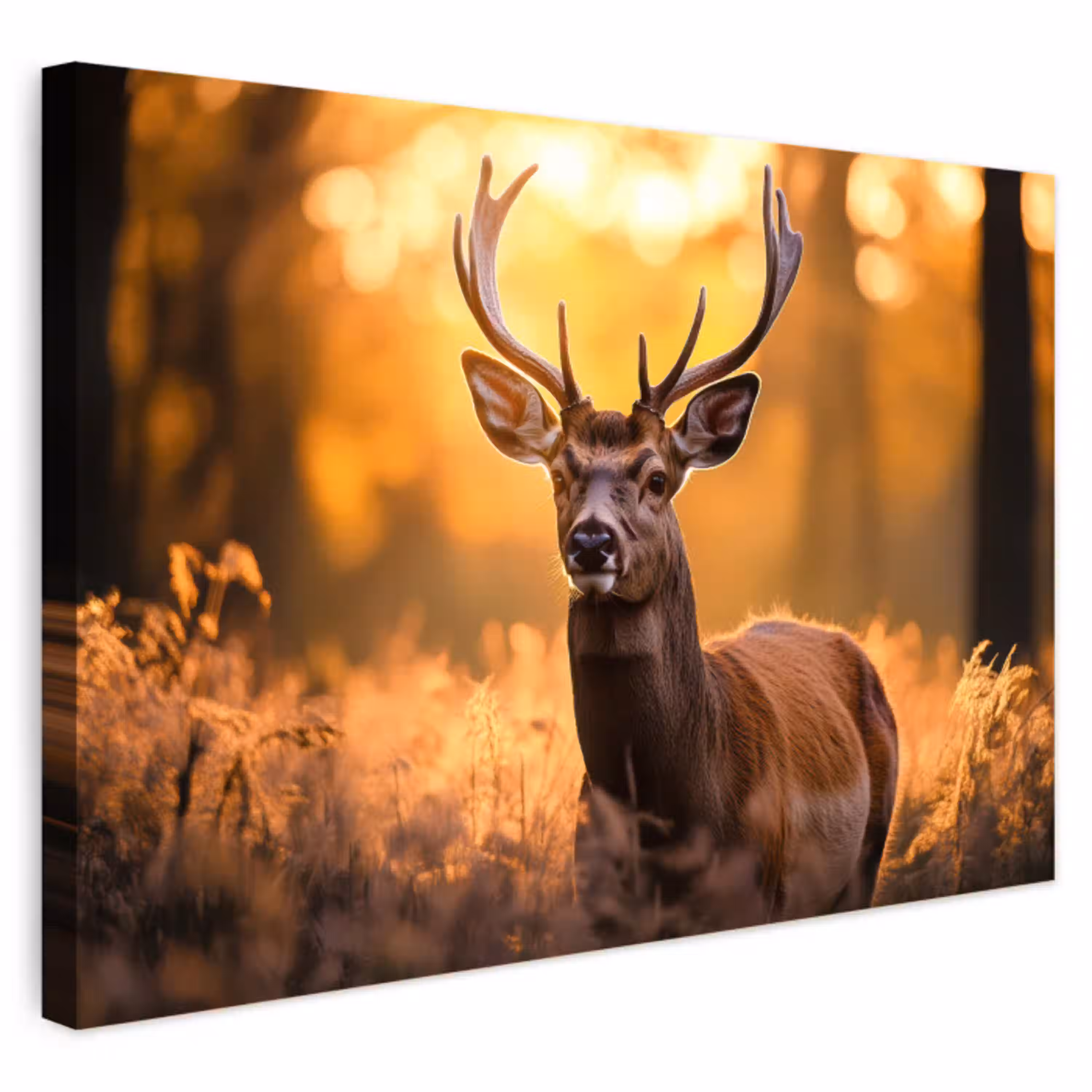 Hert - Gewei - Herfst - Bos - Bruin - Natuur - Bosdieren Tuinposter op houten frame 2 cm dik klein -3d
