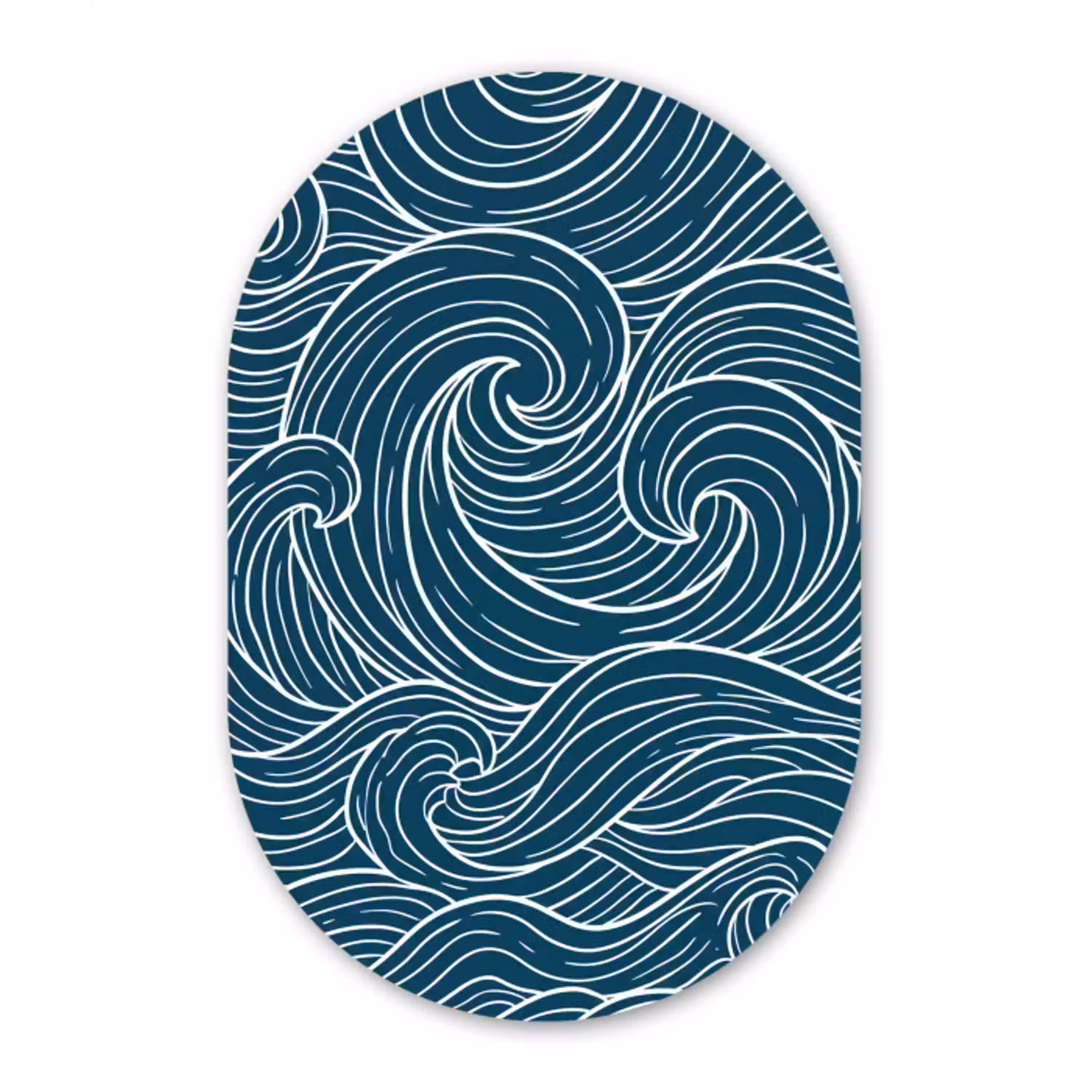 Golven - Spiraal - Water - Abstract - Blauw Wandcirkel Ovaal Aluminium middel -3d