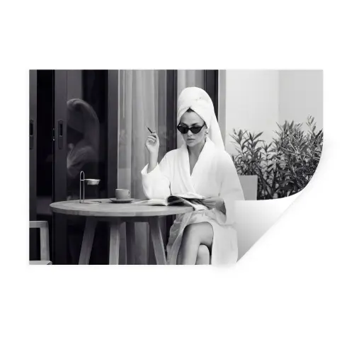 Modern - Vrouw - Zwart - Wit Muursticker klein -3d