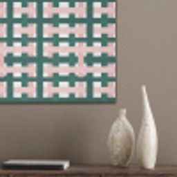 Vlechtpatroon - Groen - Roze - Grafisch PET vilt klein 837 -sfeer6_closeup