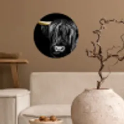 Schotse hooglander - Goud - Vacht - Dieren - Koe Wandcirkel behangsticker klein -sfeer1