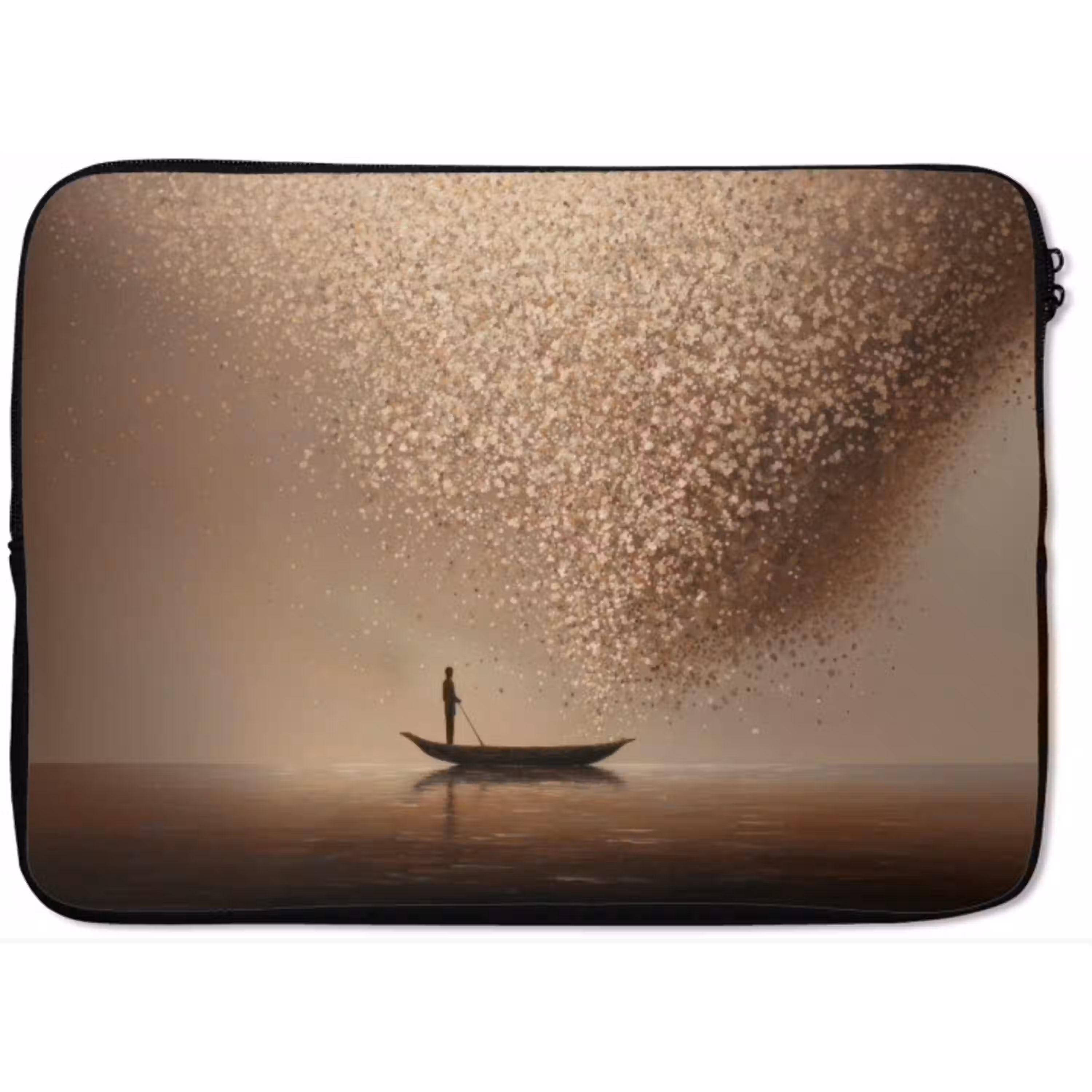 Bootje - Blaadjes - Goud - Water laptophoes neopreen klein -zkaufland3dotto