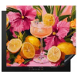 Drink - Bloemen - Yellow Inductie beschermer vinyl 3mm middel -3d